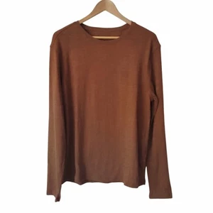 JOHN VARVATOS T-Shirt Bio Baumwolle M Langarm Rundhals Herren Braun Neu ohne Etikett - Bild 1 von 10