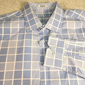 Bugatchi Hemd Herren Gr. XLT blau kariert Shaped Fit Stretch Baumwolle Knopfleiste - Bild 1 von 7