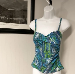 Tommy Bahama Tankini Swimwear Swimsuit Top Blue Paisley Size Medium - Picture 1 of 5
