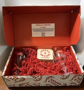 STELLA ARTOIS 2 Gläser und Untersetzer Promo Box Los Angeles.   "BR" - Bild 1 von 7