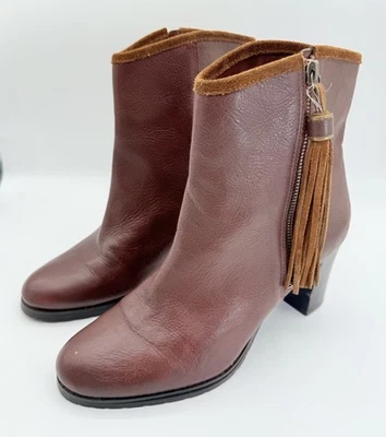 Lauren Ralph Carah Botines de Cuero Marrón Borlas con Cremallera Para Mujer Talla 10B Foto 1 de 4