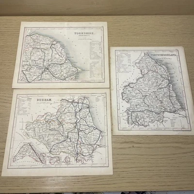 Vintage Maps c1840s NORTHUMBERLAND, DURHAM, YORKSHIRE Engraved by J Archer - Image 1 of 4