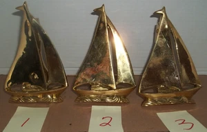 Massive Messing Segelboote 3er Set - aufgesetzter Ständer - MCM Maritim Küste Strand - Bild 1 von 12