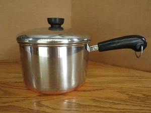 Revere Ware 1801 Copper Bottom 3 Qt Saucepan with Lid Clinton ILL USA - Picture 1 of 9