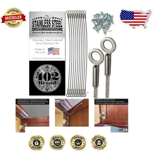 Flexible Braided Stainless Steel Cabinet Door Swing Limiter - Easy Installation - Picture 1 of 8