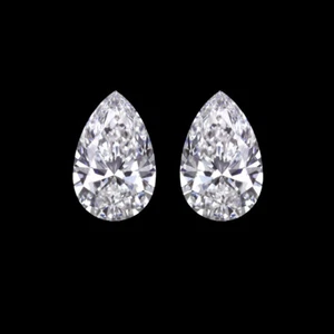 PEAR SHAPE LAB CREATED DIAMOND MATCHING PAIR .40ct STUD EARRINGS LOOSE ACCENT - Picture 1 of 1