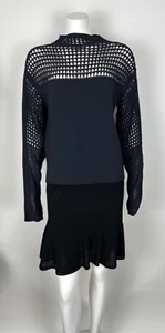 Helmut Lang Women’s Mesh Sweater Solid Navy Pullover Medium - Picture 1 of 5