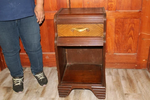 MCM Art Deco Vintage 1940's Waterfall Nightstand Drawer End Table Cover