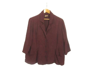 URU Damen L Mahagoni Lila 3/4 Ärmel Geprägte Seide Tunika Shirt 46" Stretch - Bild 1 von 8