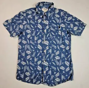 I Jeans by Buffalo Floral Print Button Down Shirt Short Sleeve Mens Medium Blue - Picture 1 of 6