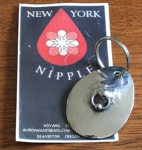 Pierced New York Nipple Key Chain / Pendant Silver Artisan Hand Crafted Koyang - Picture 1 of 5