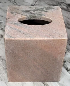 Tissue Box Cover. Kassatex Fine Linens. Pink Stone With Marbling. India. Heavy - Picture 1 of 12