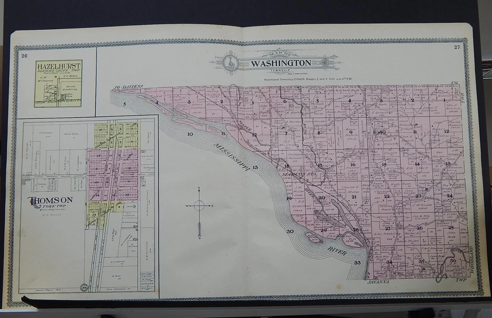 Mapa del condado de Illinois, Carroll, 1908 municipio de Washington Q2#71 Foto 1 de 1