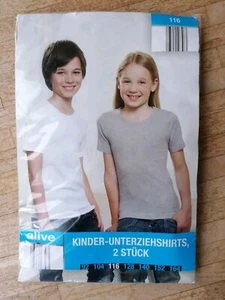 2 Unterhemden, Unterzieh Tshirt, Kinder, Weiß, Grau, Größe 116, Alive - Bild 1 von 2