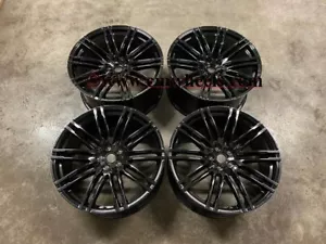 21" Set x4 New Porsche Macan Turbo 4+ Style Alloy Wheels Gloss Black 9J 10J - Picture 1 of 10