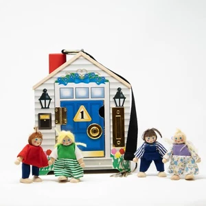 Melissa & Doug Deluxe Wooden Doorbell House with Keys and Dolls - Picture 1 of 23
