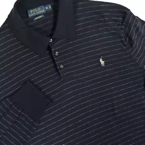 Polo Ralph Lauren maglione collo polo uomo XL blu navy a righe pima cotone preppy - Foto 1 di 7