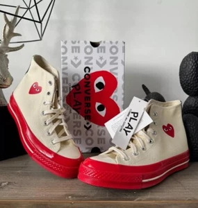 CONVERSE COMME Des GARCONS Chuck Taylor All Star 70 Hi PLAY Red Cream - Picture 1 of 8