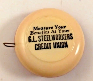 Vintage GL Steelworkers Credit Union Advertising Measuring Tape, 39" - Picture 1 of 3