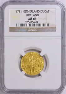 1781 Netherlands Holland Gold Ducat NGC MS64 - Picture 1 of 4
