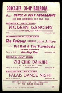 original UK'63 Gig Flyer : THE FALCONS / PET GAIL & THE STORMBEATS - Picture 1 of 2