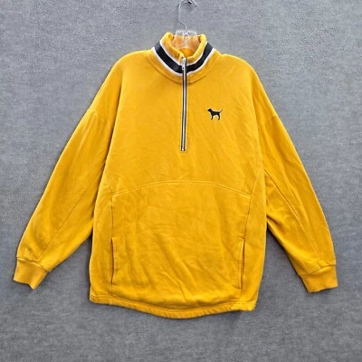 Sudadera Rosa Victorias Secret Mujer Mediana Amarilla Túnica Logo 1/4 Cremallera Foto 1 de 4