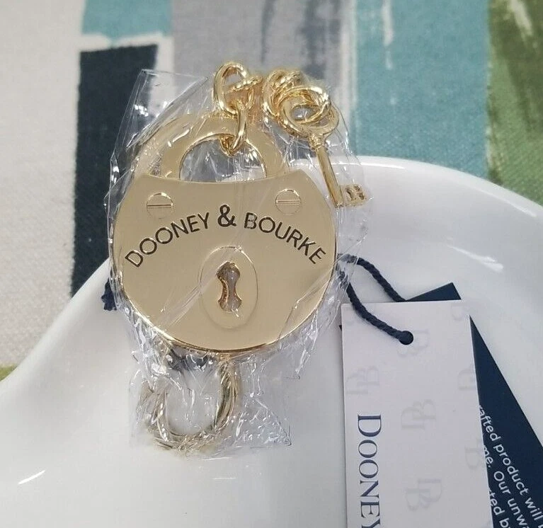 Dooney & Bourke Lock and Key Padlock Fob Keychain Gold-tone Mar40 GD Samba