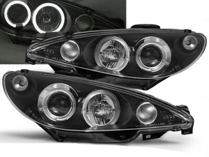 Headlights for Peugeot 206 1998 1999 2000 2001 2002 VR-1484 Angel Eyes Black - Picture 1 of 1