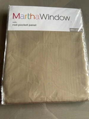 MARTHA STEWART WINDOW Barra de Voile Transparente Panel de Bolsillo 60 X 84” Lino Bronceado Nuevo en Paquete Foto 1 de 4
