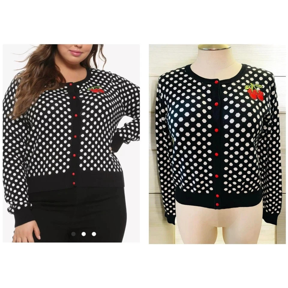 Suéter Cárdigan Her Universe Talla Grande 2 Disney Minnie Mouse Cerezas Lunares Foto 1 de 3