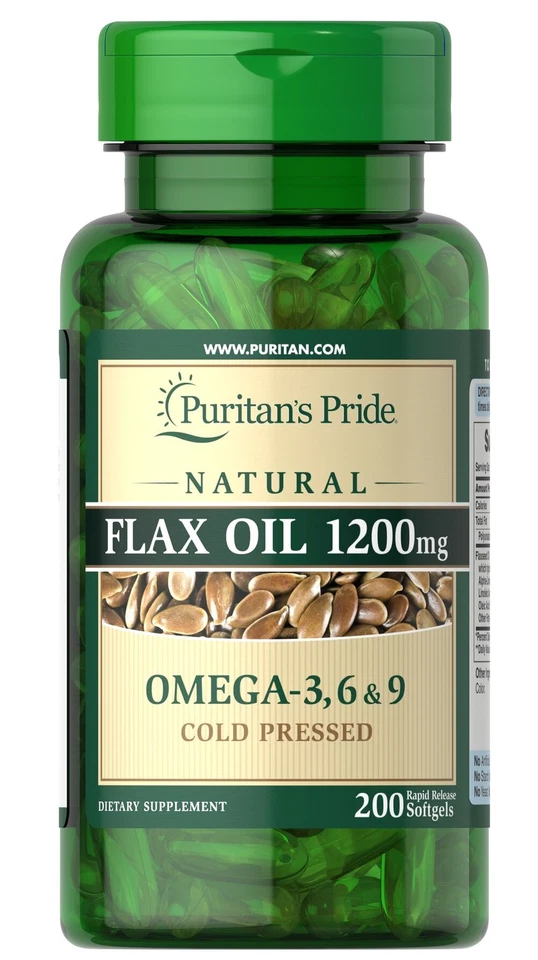 Aceite de lino natural Puritan's Pride 1200 mg - 200 cápsulas blandas de liberación rápida Foto 1 de 1