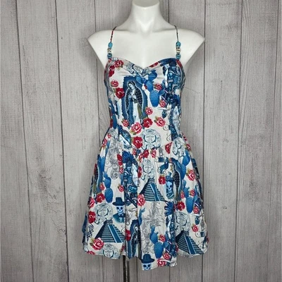 Hell Bunny "Amor Eterno" Dress – Day of the Dead Sugar Skull Halter, sz Medium - Image 1 of 4