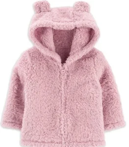 Carter's Child of Mine Sherpa Zipper Hoodie 2 PIECE SET 0-3 Baby Girl Mauve NEW - Picture 1 of 6