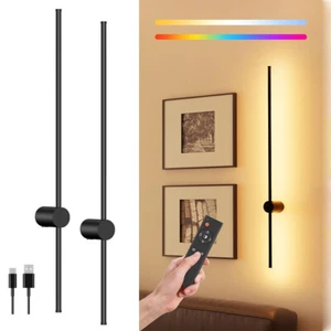 Battery Operated Wall Sconce Set of Two,15 RGB Colors Dimmable Rechargeable - Picture 1 of 17