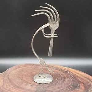 Kokopelli Fork Spoon Sculpture Handmade 7.5" Flatware Art Folk Metal Decor - Picture 1 of 8
