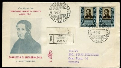 FDC Venetia Club Trieste A 1953 VI Congress Di Microbiologia Viaggiata IN Racc - Image 1 of 2