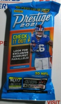 Paquete de violonchelo Prestige NFL 2021 Sun Burst exclusivo paquete de valor de 30 tarjetas Foto 1 de 2