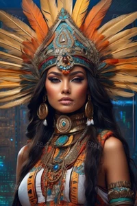 Impresión artística arriesgada de modelo de niña nativa americana con curvas 4x6 A9096 - Imagen 1 de 1