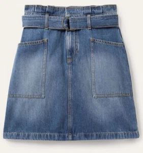 Boden Denim Paperbag Rock Jeans Bindegürtel Taillengürtel knielang Damen 10 blau  - Bild 1 von 15