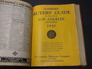 1941 LOS ANGELES STADT TELEFONVERZEICHNIS / GENEOLOGIE, VINTAGE, HARDCOVER - Bild 1 von 12