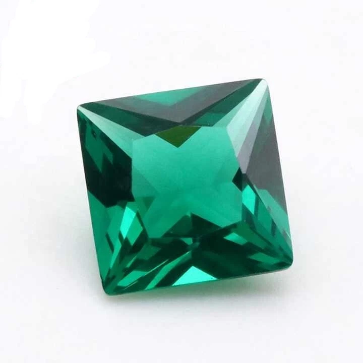 Green Nano Emerald Square AAA Rated Lab Created Gemstone Jewelry Stone 3mm to6mm - Image 1 of 4