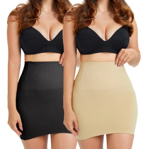 Women High Waist Half Slip Under Dresses Seamless Shapewear Tummy Control Skirt - Picture 1 of 22