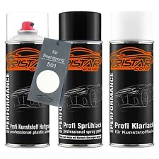 Produktbild - Autolack Spraydosen Set für Kunststoff Stoßstange für Ssangyong 501 Grand White