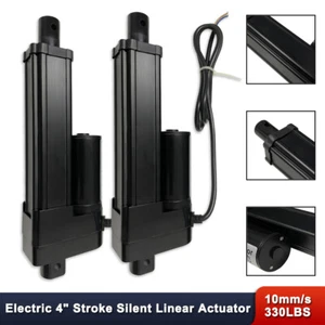 Actuador lineal de carrera de 4" 2 piezas modo silencioso negro DC12V 1500N 10 mm/s - Imagen 1 de 11