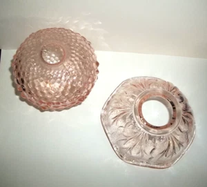 Juego de piezas pequeñas de lámpara vintage de vidrio rosa hobnail - Imagen 1 de 13