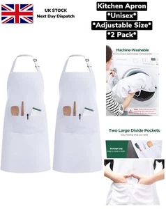 2er Pack Schürzen Lätzchen Unisex verstellbar Küchenlatzschürze mit 2 Taschen Mikrofaser - Bild 1 von 13
