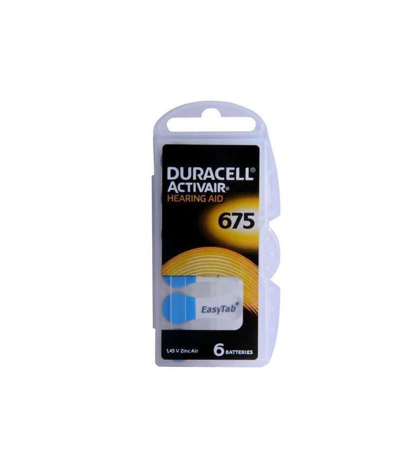 Duracell Activair Hearing Aid DA 675, 1,45V für Hörgeräte - 6 Stück