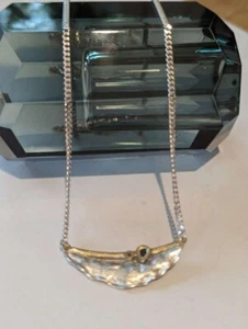 Collier 925 Sterling Silber,Teilvergoldung,Saphir Blau,weissen Topas Panzer - Bild 1 von 6