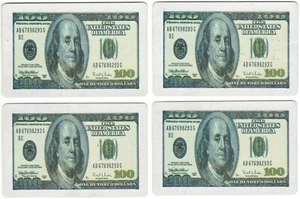 LOT 4 Vintage Single Swap Playing Cards One Hundred Dollar Bills 100  - Picture 1 of 1