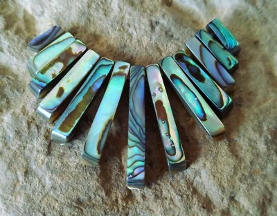 😏 Abalone (Paua / Perlmutt) Stäbe in gestaffelter Größe Perlen Set f. Kette 😉 - Bild 1 von 2